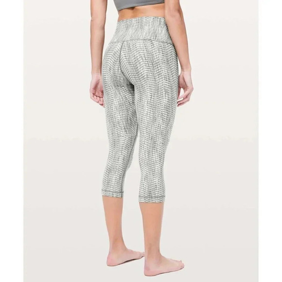 Lululemon Wunder Under Crop Full On Luon 21" High Rise Arrow Jacquard Dark Olive - Picture 3 of 13